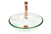 Set lavamanos 38cm Transparente + Grifería Oro rosa