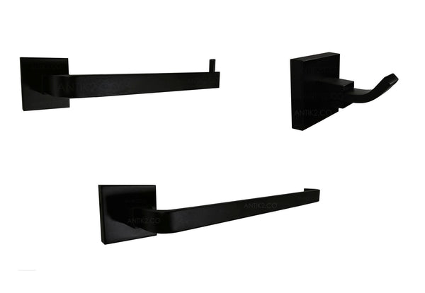 Juego de accesorios negro cuadrado x 3 piezas