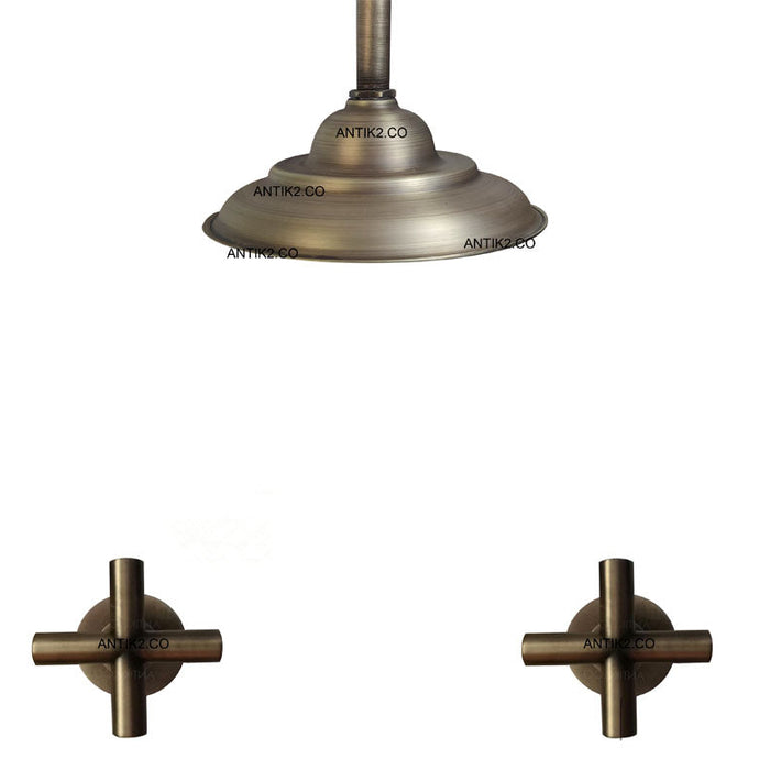 Mezclador vintage Bronce Antiguo + Ducha a techo 25cm
