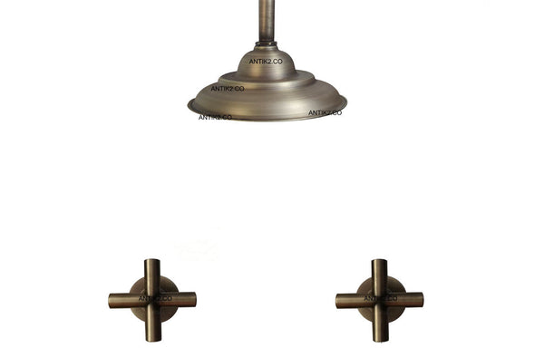 Mezclador vintage Bronce Antiguo + Ducha a techo 20cm