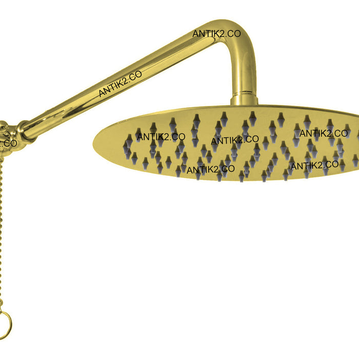 Ducha Dorada Con sistema de cadena (Diámetro 25cm)