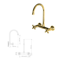 Mezclador Cuello Alto de  pared Dorado