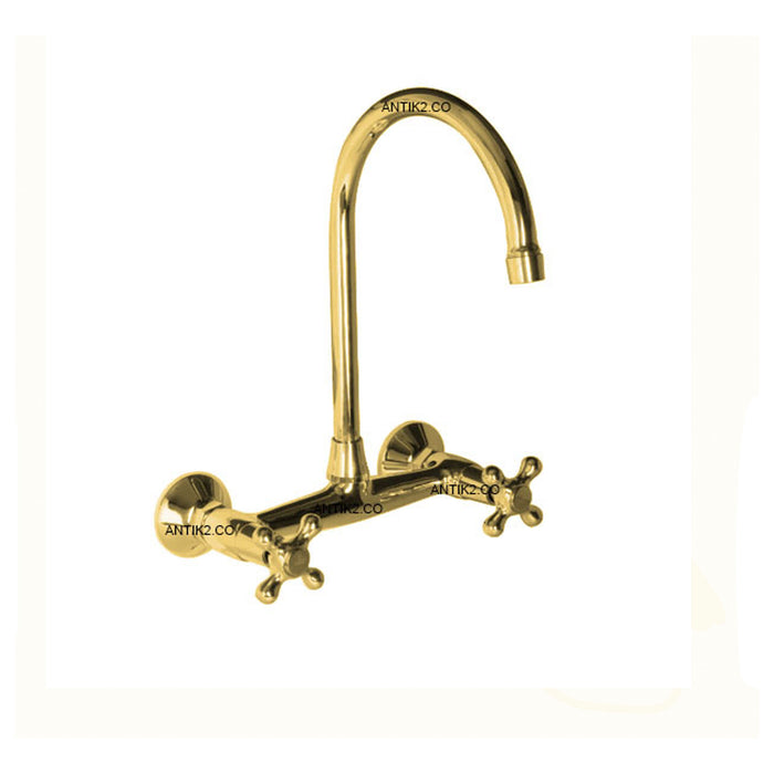 Mezclador Cuello Alto de  pared Dorado