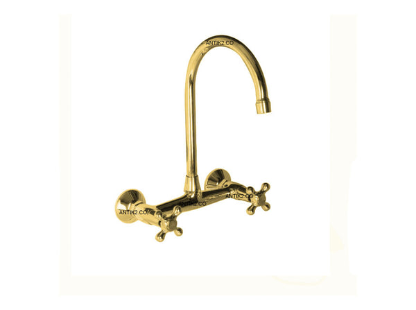 Mezclador Cuello Alto de  pared Dorado