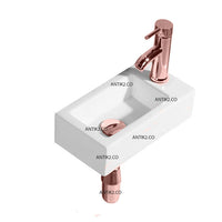 Set lavamanos Rectangular + Grifería + Desagüe Oro rosa