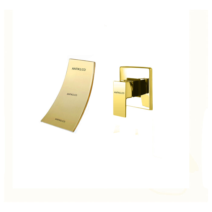 Mezclador  Cascada Pared Dorado