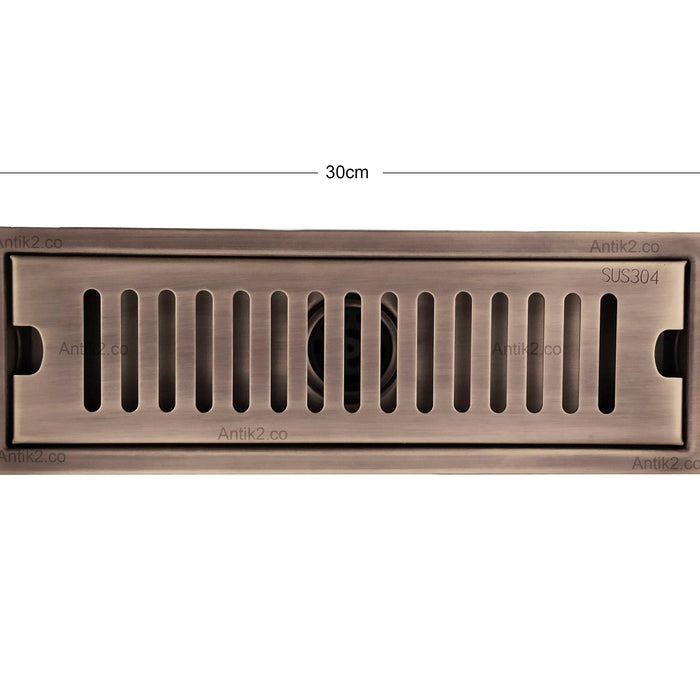 Rejilla piso Bronce Antiguo Rectangular  30cm