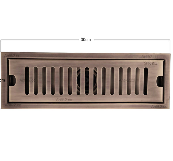 Rejilla piso Bronce Antiguo Rectangular  30cm