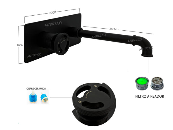 Mezclador Pared Negro Diseño industrial