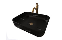 Set lavamanos rectangular Negro + Grifería Bronce + Desagüe