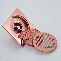 Rejilla piso Oro rosa cuadrada 10x10cm Antirretorno