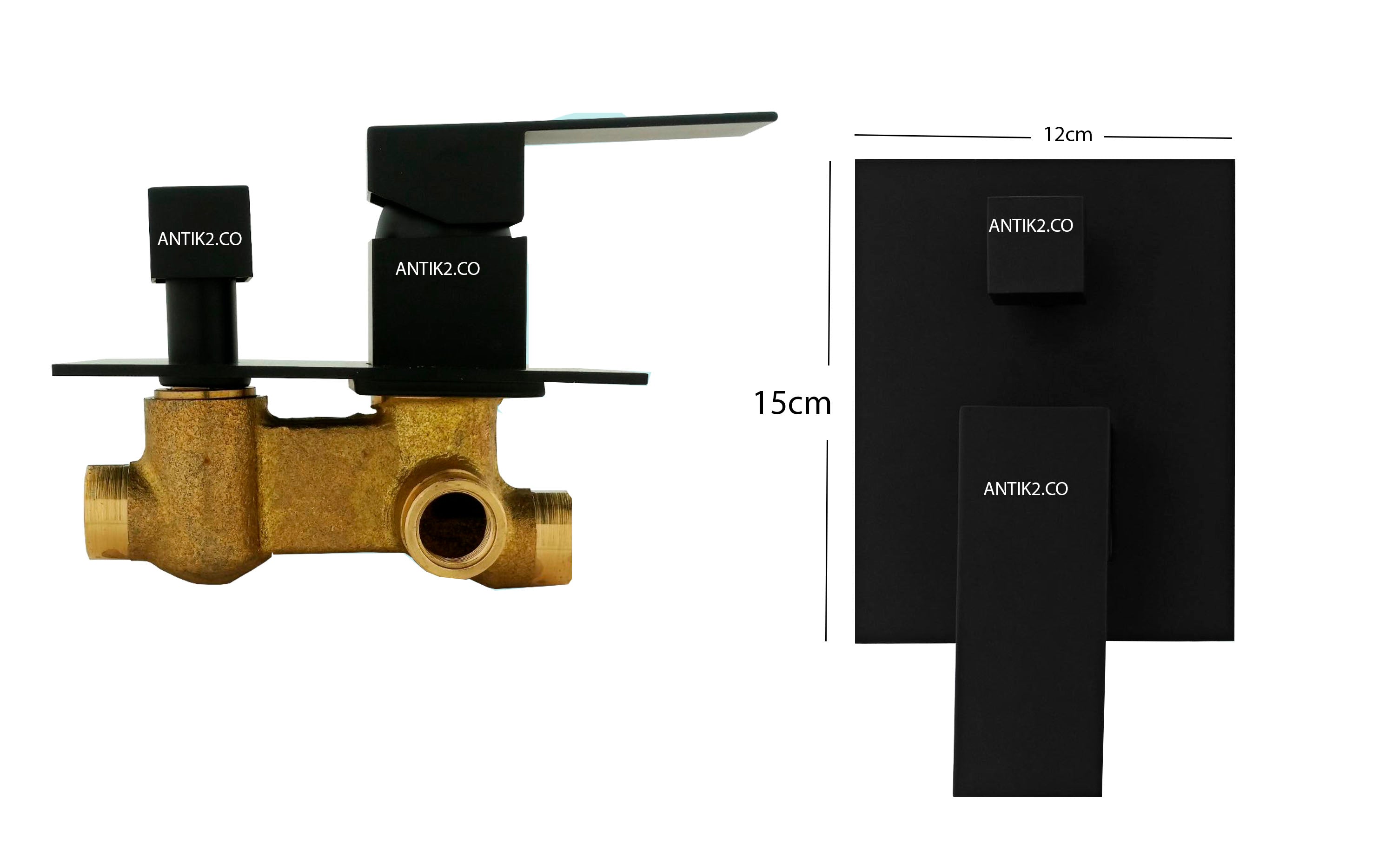 Griferia Mezclador Para Tina/Bañera Negro Mate Ducha 20cm