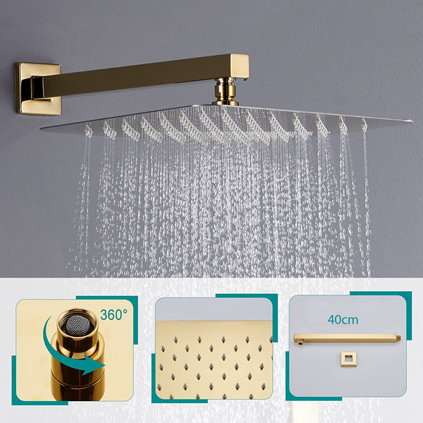Griferia Monomando Dorado + Ducha 30x30cm