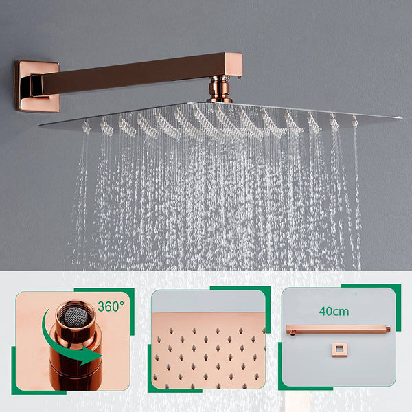 Mezclador Monomando Oro Rosa + Ducha  25+25cm