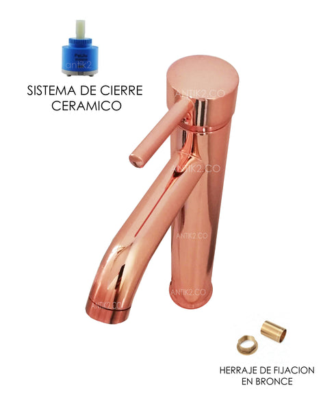 Griferia Alta Lavamanos Oro rosa