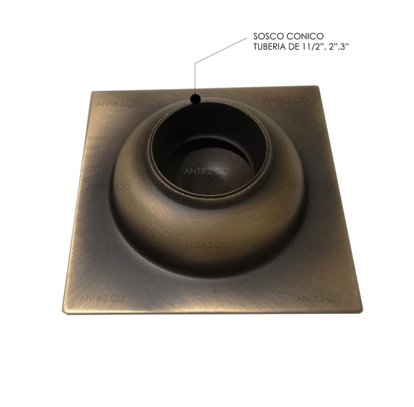 Rejilla piso Bronce Antiguo cuadrada  10x10cm|