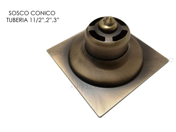 Rejilla piso Tipo push Bronce Antiguo cuadrada  10x10cm|