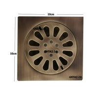 Rejilla Piso Sol Bronce Antiguo Cuadrada  10x10cm|