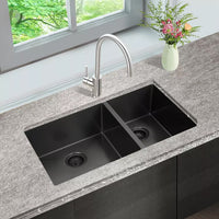 Lavaplatos Doble Poceta Negro  Satin 78 x 45 cm