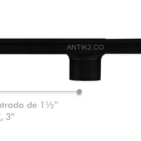 Rejilla piso  rectangular  80cm negra con tapa para recubrimiento
