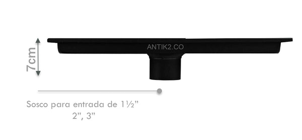 Rejilla piso  rectangular  80cm negra con tapa para recubrimiento